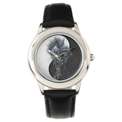 Yin Yang Chinese Dragon Kids Stainless Steel Watch