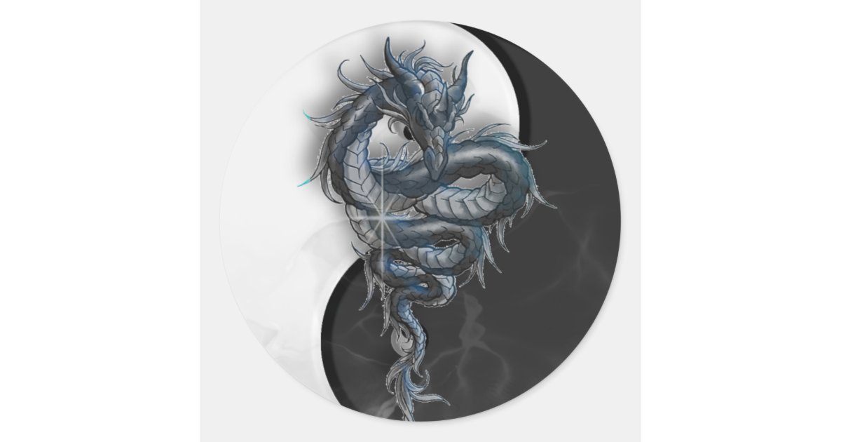 Yin Yang Chinese Dragon Large Round Stickers Zazzle Com