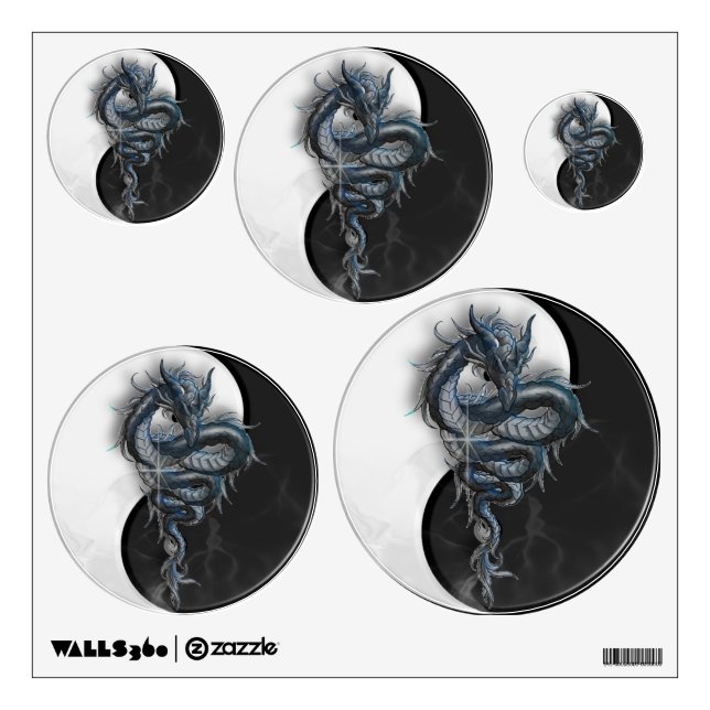 Yin Yang Chinese Dragon Wall Decals (Front)