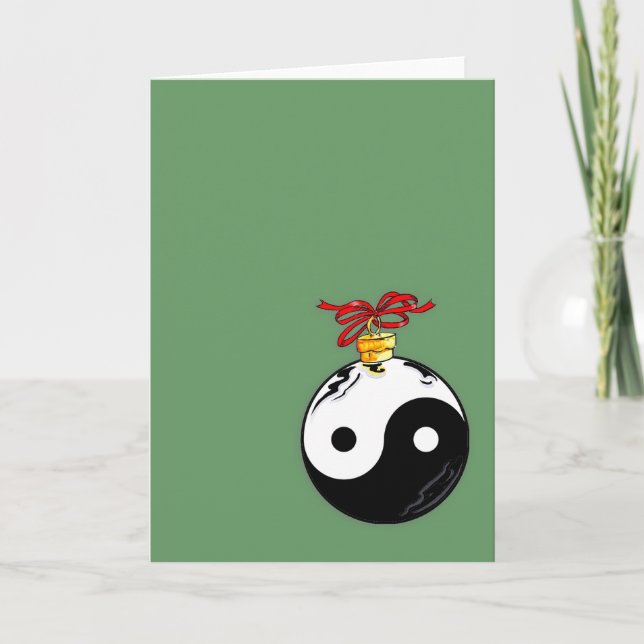 Yin & Yang Christmas Ball Holiday Card (Front)