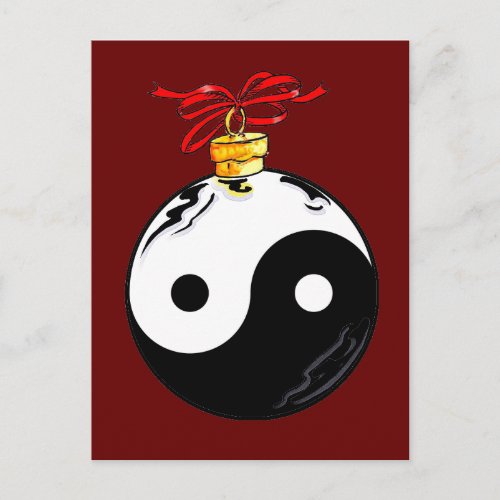 Yin  Yang Christmas Ball Holiday Postcard