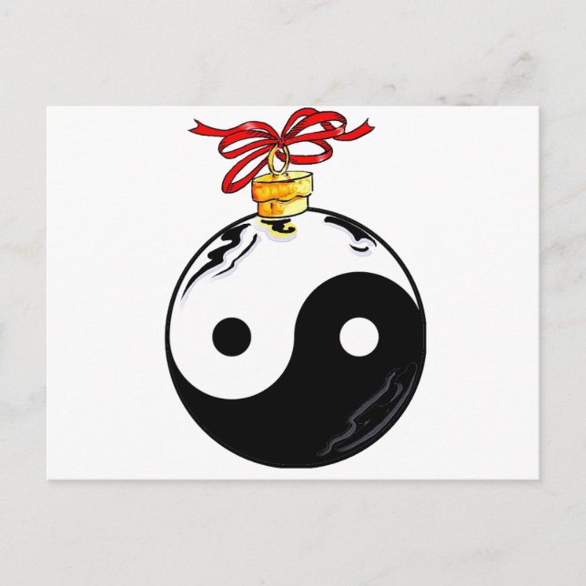 Yin & Yang Christmas Ball Holiday Postcard (Front)