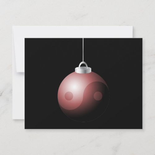 Yin Yang Christmas Ball in Red Holiday Card