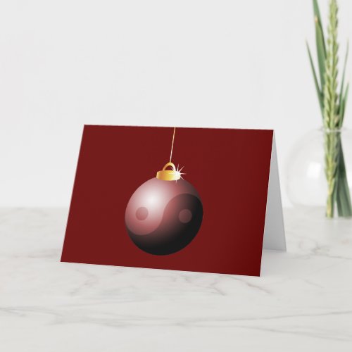 Yin Yang Christmas Ball in Red Holiday Card