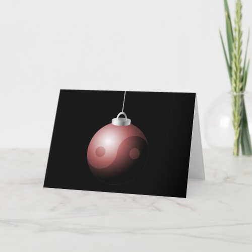 Yin Yang Christmas Ball in Red Holiday Card