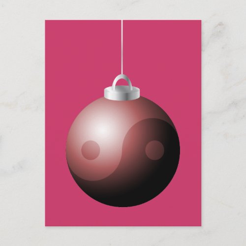 Yin Yang Christmas Ball in Red Holiday Postcard