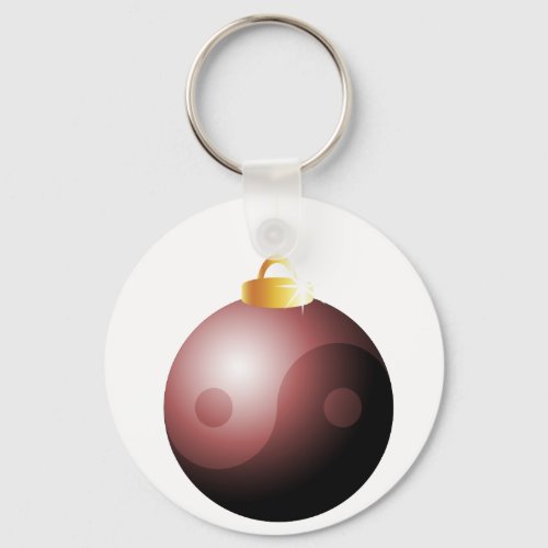 Yin Yang Christmas Ball in Red Keychain