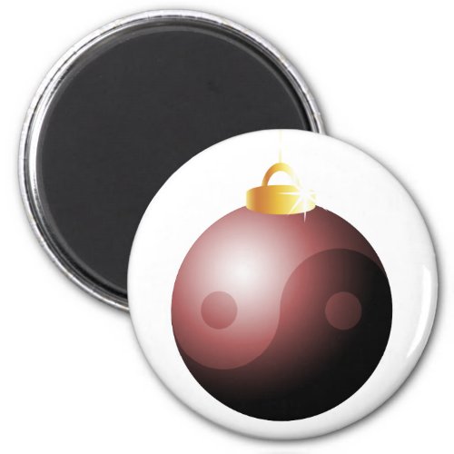 Yin Yang Christmas Ball in Red Magnet