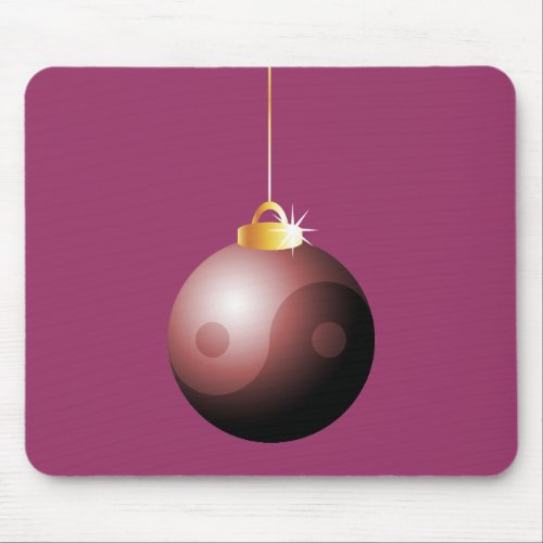 Yin Yang Christmas Ball in Red Mouse Pad