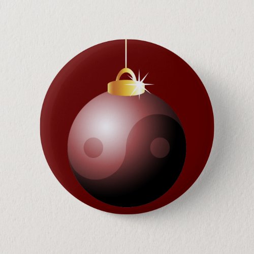 Yin Yang Christmas Ball in Red Pinback Button