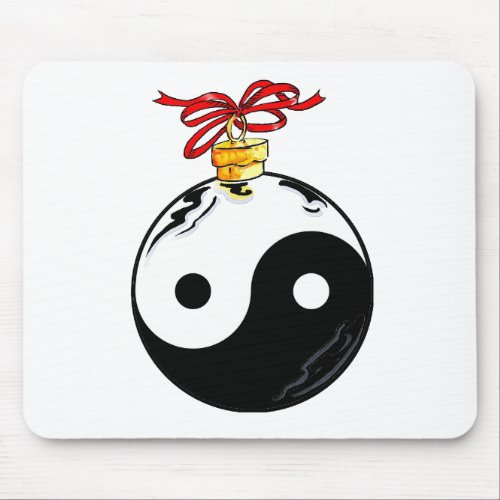 Yin  Yang Christmas Ball Mouse Pad