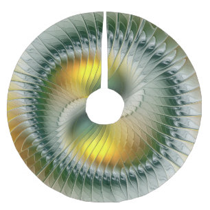 Yin Yang Christmas Colors Abstract Fractal Art Brushed Polyester Tree Skirt