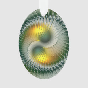 Yin Yang Christmas Colors Abstract Fractal Art Ornament
