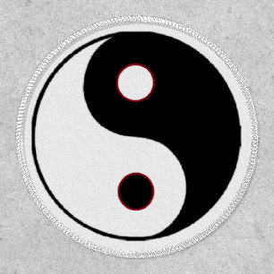 Yin-Yang Circle 3" Circle, White Stitching Iron-On Patch