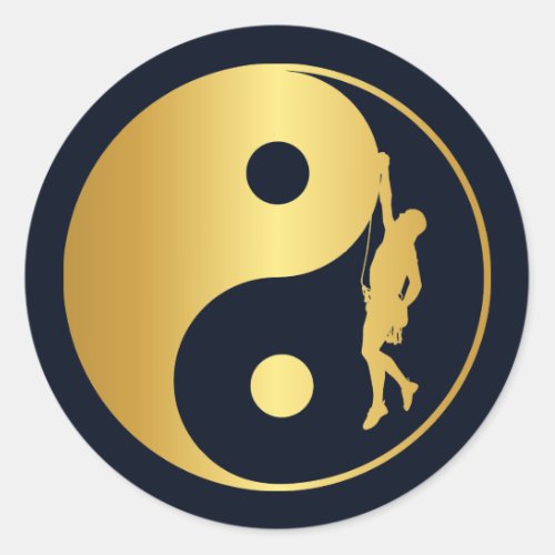 Yin  Yang Climber gold Classic Round Sticker