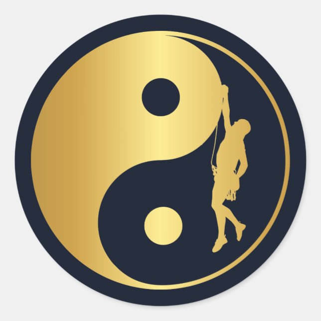 Yin & Yang Climber (gold) Classic Round Sticker (Front)