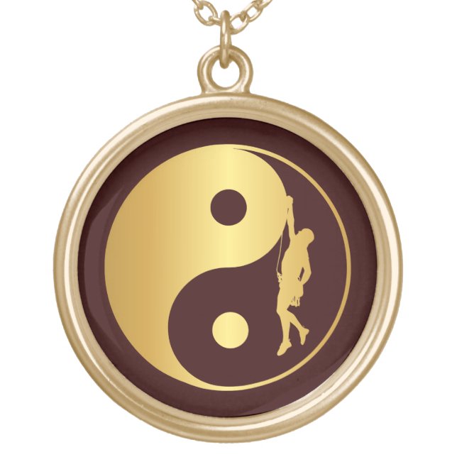 Yin & Yang Climber (gold) Gold Plated Necklace (Front)