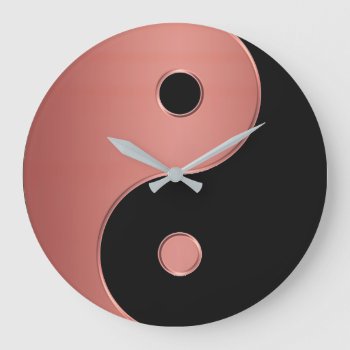 Yin Yang Clock In Copper Or Clay And Black by UROCKSymbology at Zazzle