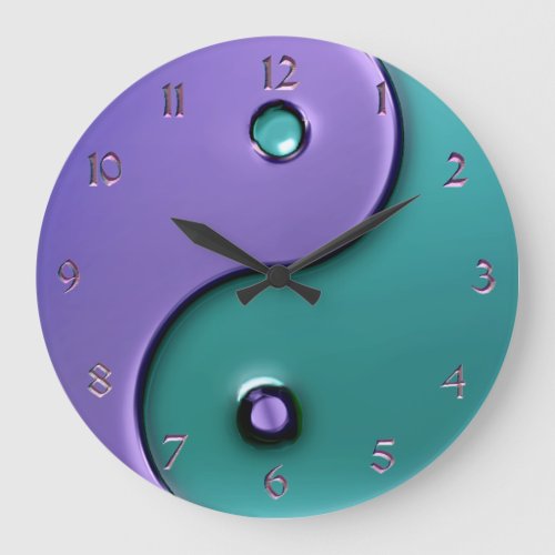 Yin Yang Clock in Lavender and Aqua