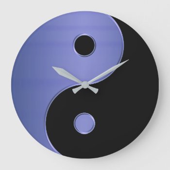 Yin Yang Clock In Light Blue  Silver And Black by UROCKSymbology at Zazzle