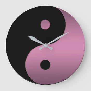 Yin Yang Clock In Mauve Pink And Black by UROCKSymbology at Zazzle