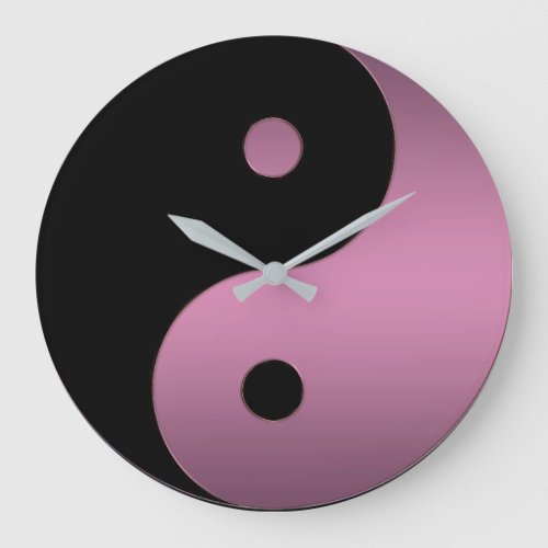 Yin Yang Clock in Mauve Pink and Black