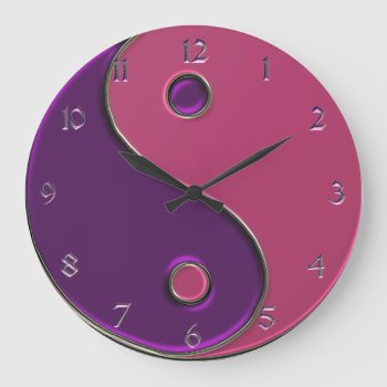Yin Yang Clock In Purple And Pink by BecometheChange at Zazzle