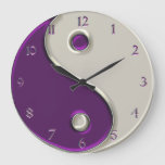 Yin Yang Clock In Purple And While at Zazzle