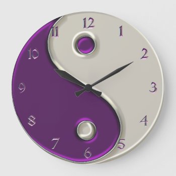 Yin Yang Clock In Purple And While by BecometheChange at Zazzle