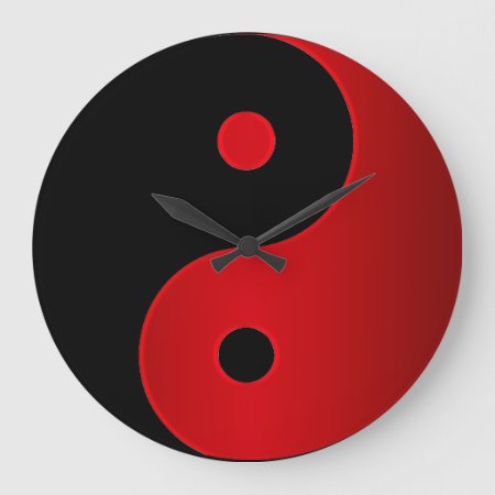 Yin Yang Clock In Red And Black