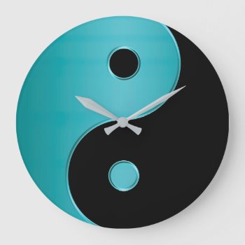 Yin Yang Clock In Turquoise Blue Green And Black by UROCKSymbology at Zazzle