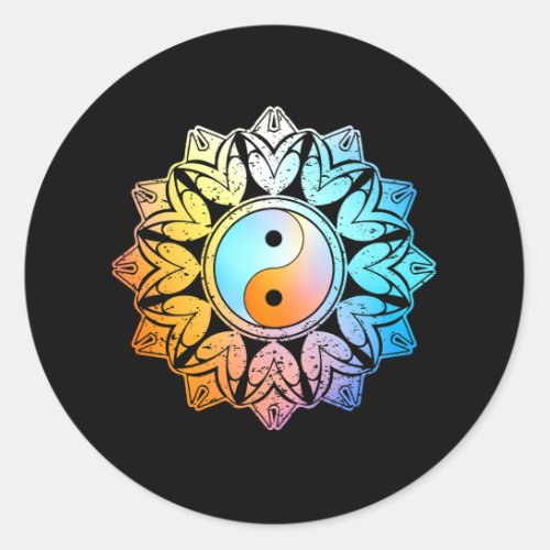 Yin Yang Colorful Mandala Chinese Tao Qigong Tai C Classic Round Sticker