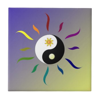 Yin Yang Colorful Sun Moon Tile by leehillerloveadvice at Zazzle