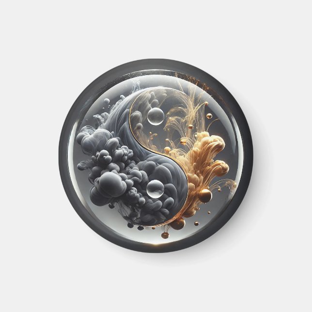 Yin Yang Concept with Fluid Patterns Magnet (Front)