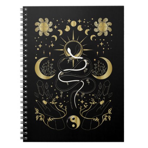 Yin Yang Crescent Moon Sun Celestial Snakes Notebook