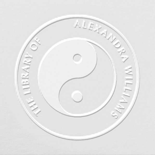 Yin Yang Custom Name Elegant Book Embosser (Design)
