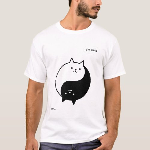  yin yang cute cat desing T_Shirt