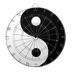 yin yang dartboard with darts