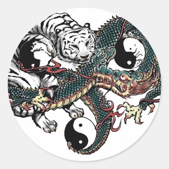 Yin Yang Design Classic Round Sticker (Front)