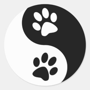 Yin Yang Dog Paws Classic Round Sticker