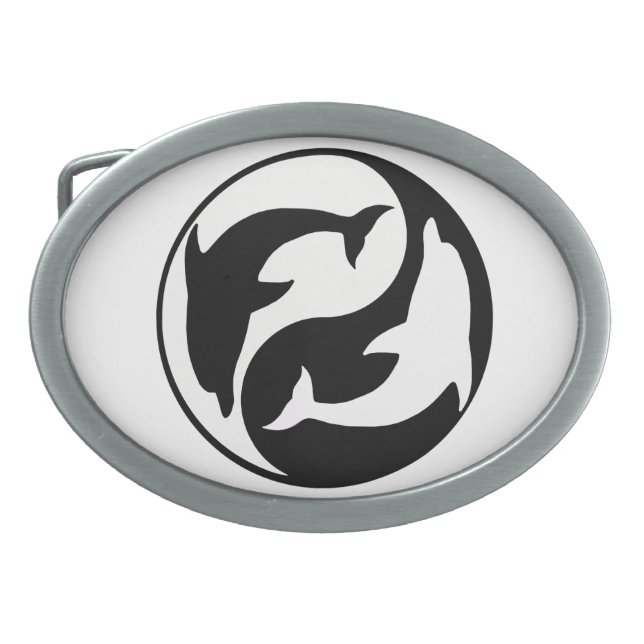Yin Yang Dolphins Belt Buckle (Front)