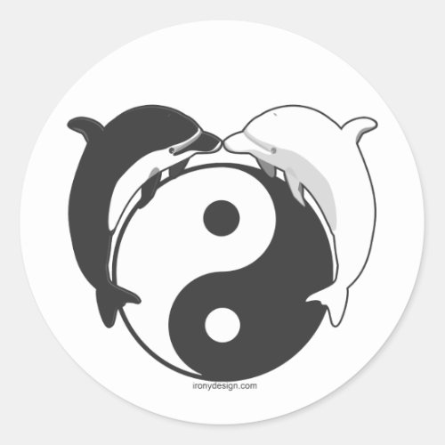 Yin Yang Dolphins BlackWhite Classic Round Sticker