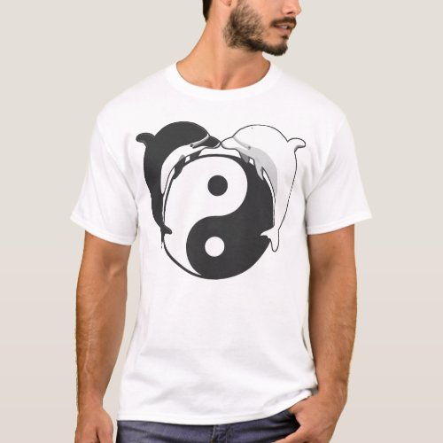 Yin Yang Dolphins BlackWhite T_Shirt