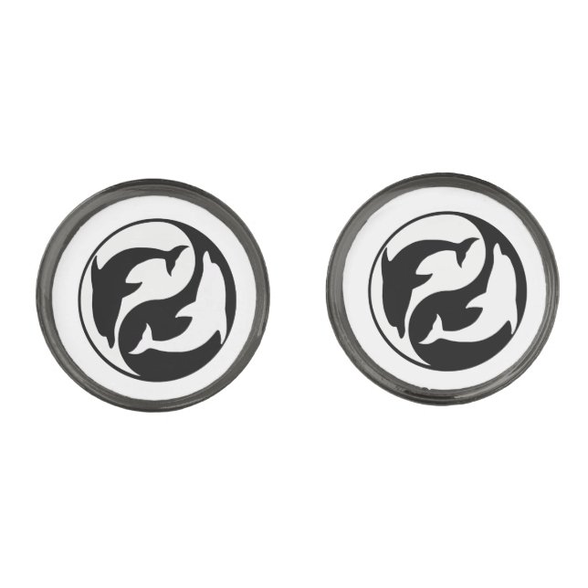 Yin Yang Dolphins Cufflinks (Front)