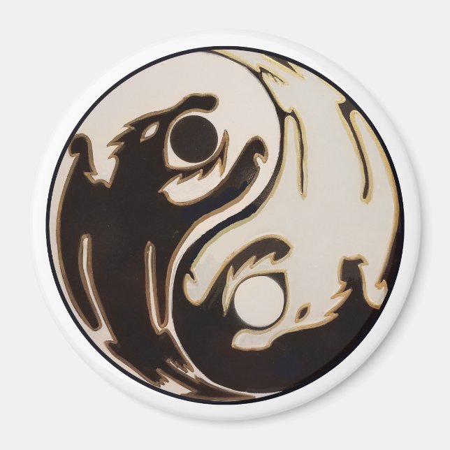 Yin yang Double Dragon Magnet (Front)
