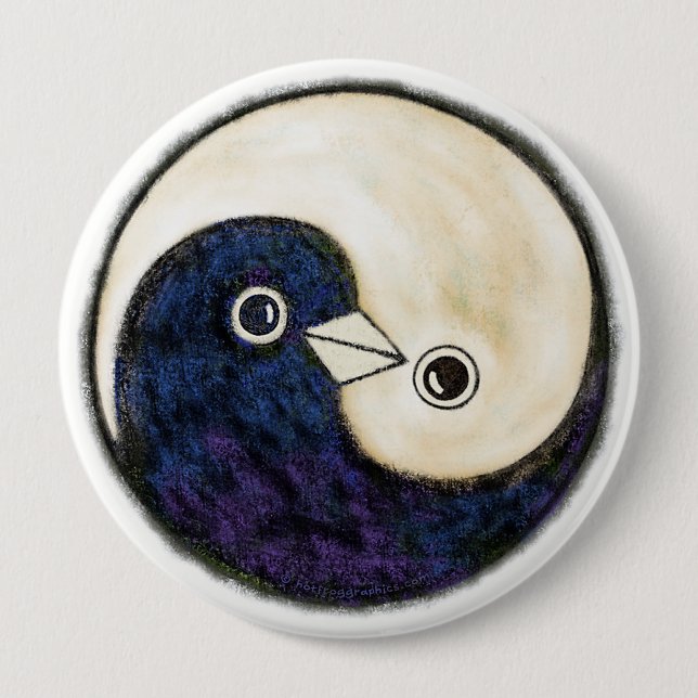 Yin Yang doves giant harmony badge Button (Front)