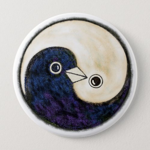 Yin Yang doves giant harmony badge Button