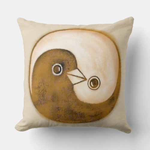 Yin yang doves gold and buff a stunning cushion