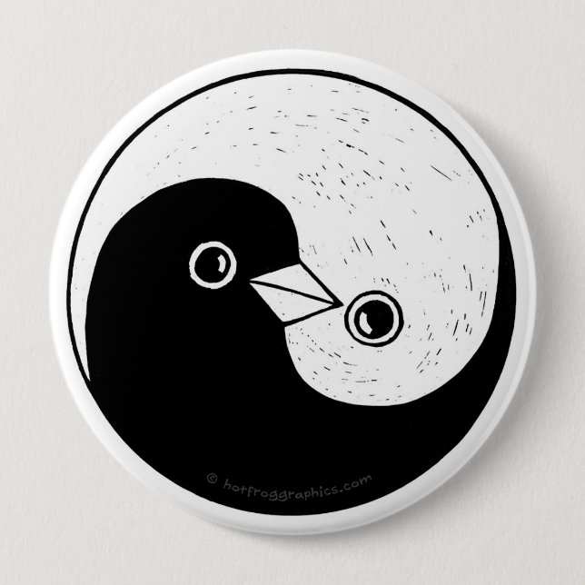 Yin Yang doves harmony badge Pinback Button (Front)
