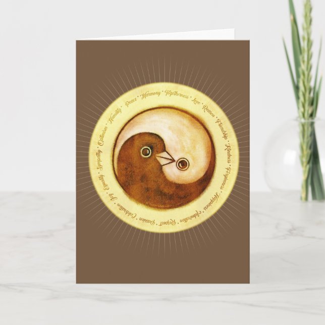 Yin Yang doves peace & harmony Greeting Card (Front)